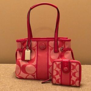 Coach Signature Mini Carryall Purse & Wallet Set